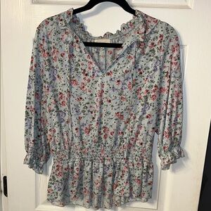Floral Blouse with Defined Waist- Multicolor